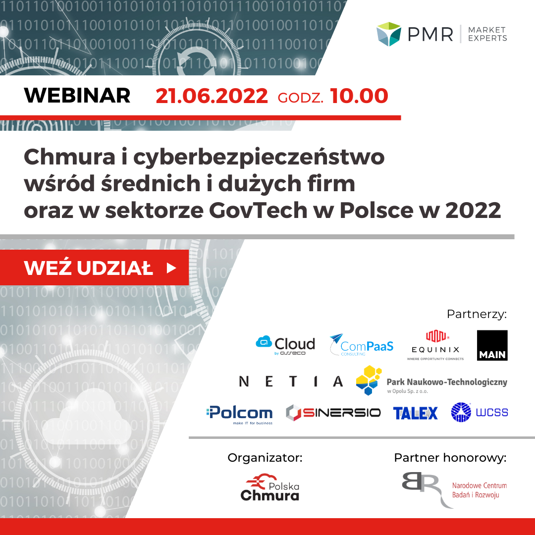 Infografika: Zaproszenie na webinar „Chmura i bezpieczeństwo wśród średnich i dużych firm ora w sektorze GovTech w Polsce w 2022" 